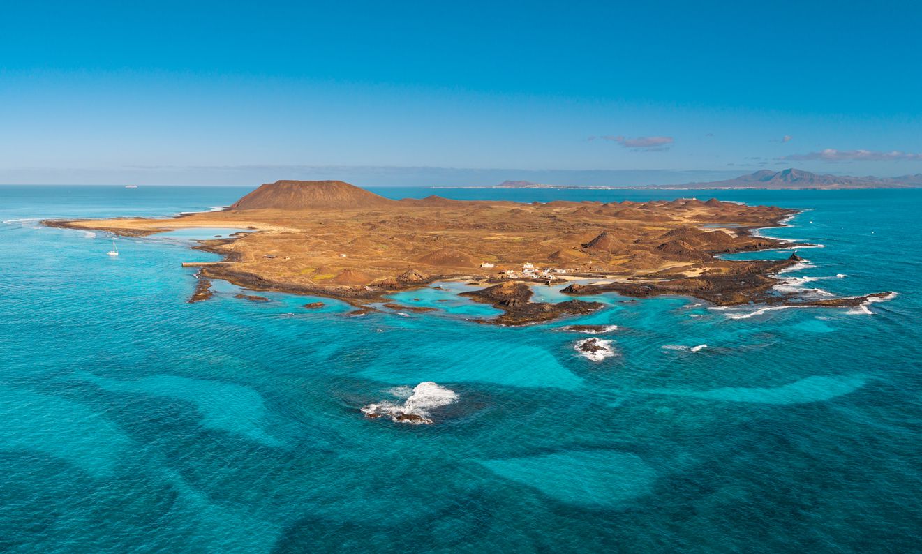 Vista panorámica de la isla de Lobos en Fuerteventura