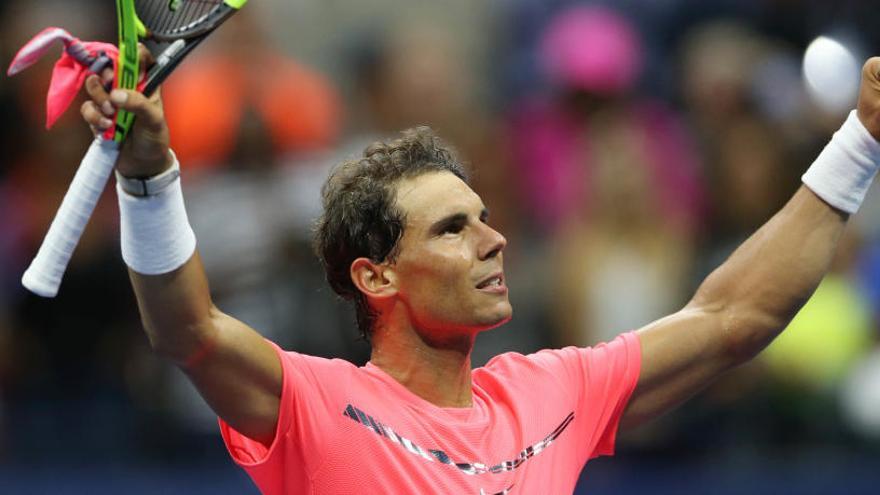 Rafa Nadal celebra su triunfo ante Dusan Lajovic.