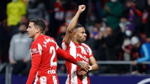 Lodi celebrando uno de sus goles con el Atleti