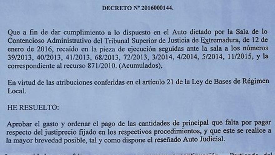 Pizarro ordena el pago del principal a los propietarios de las huertas de Plasencia