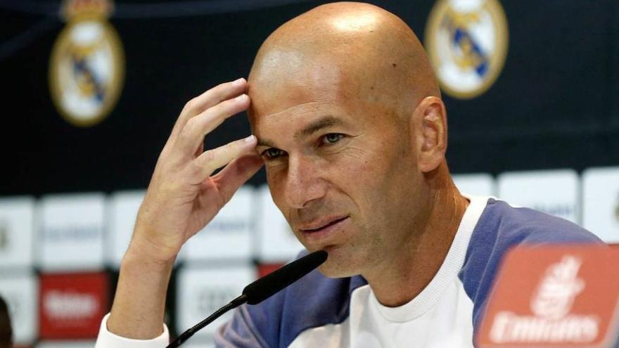 Zinedine Zidane, ayer durante la rueda de prensa previa al partido ante Las Palmas.