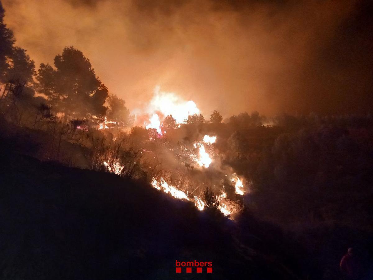 Detalle del fuego en La Selva del Camp.