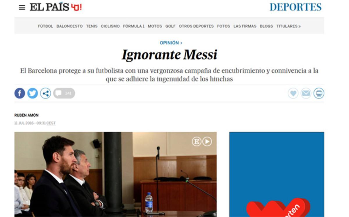 Rubén Amón dedicó su columna a Leo Messi