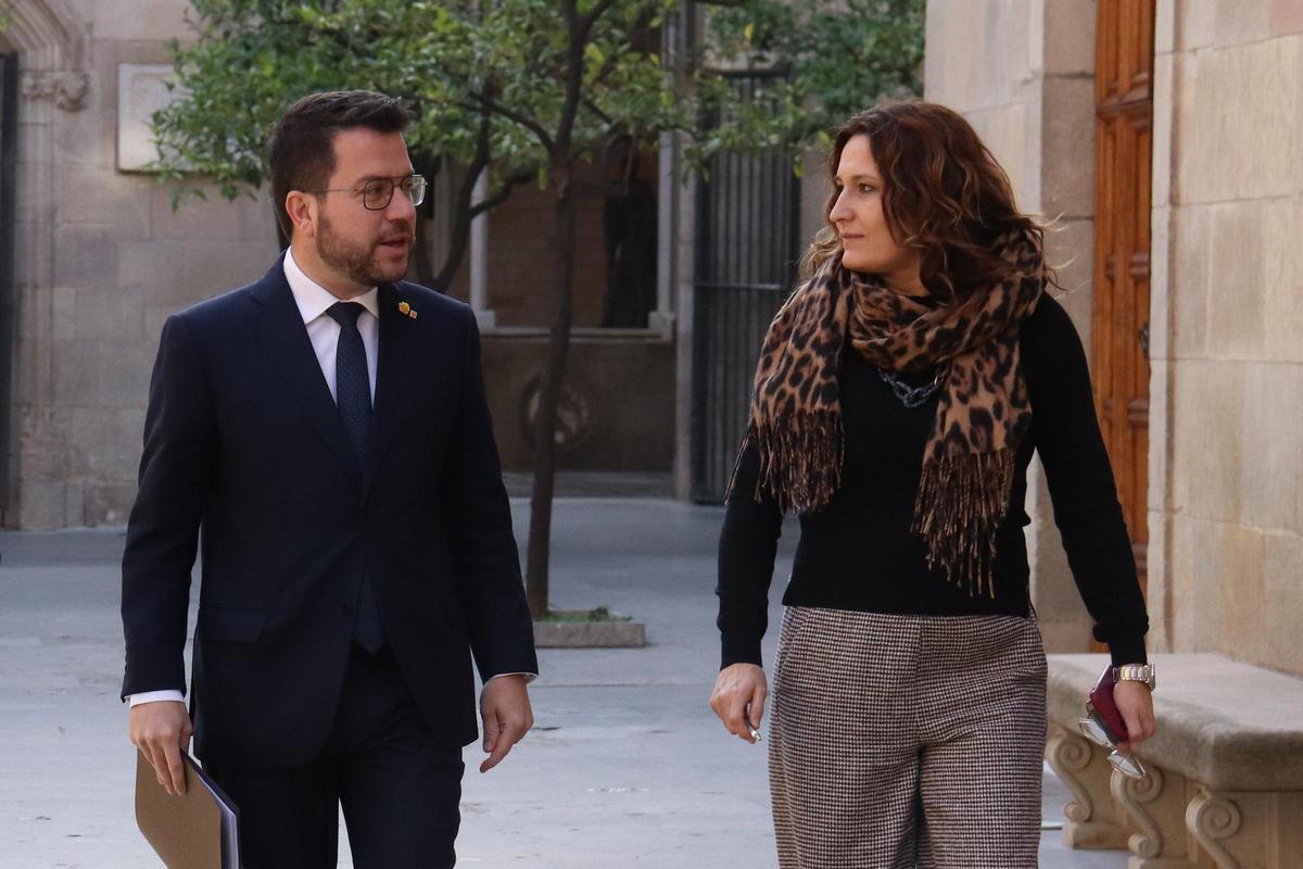 El president Pere Aragonès y la consellera Laura Vilagrà este jueves.