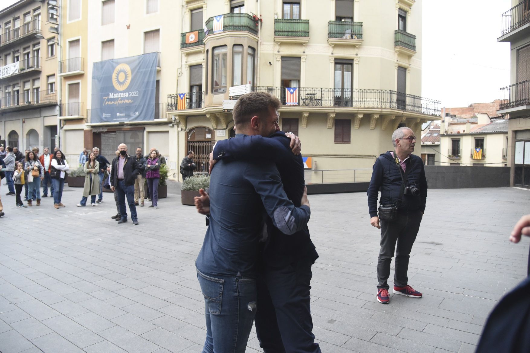 Festa a la plaça Major per celebrar l'ascens del CE Manresa