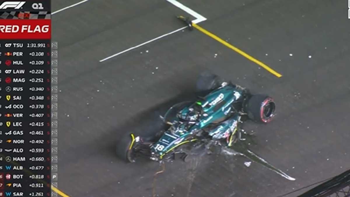 El Aston Martin de Stroll ha quedado destrozado