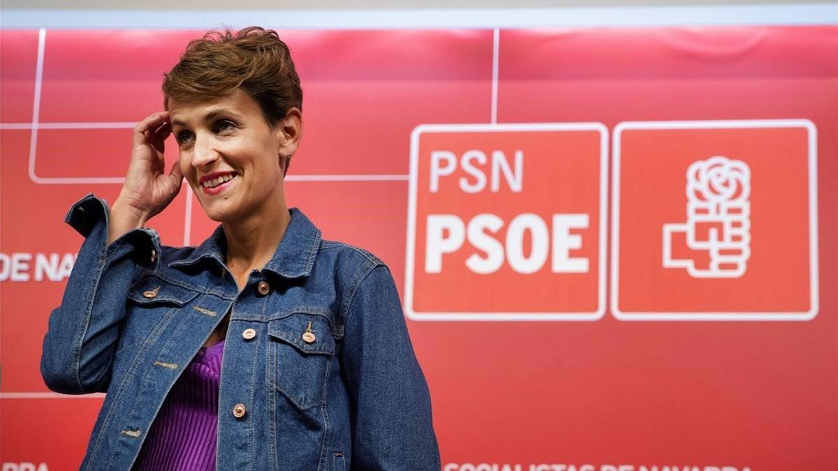 La candidata socialista a presidir Navarra, María Chivite, el pasado 2 de julio, en Pamplona.