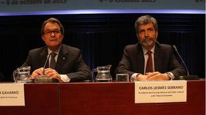 Trobada del president Mas amb el ministre de Justícia i amb el president del Tribunal Suprem, Carlos Lesmes, en la reunió anual de la unió internacional de magistrats.