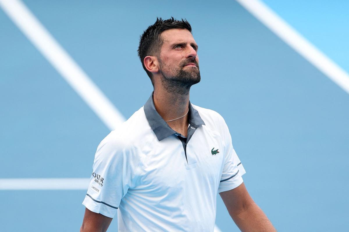 MASON, OHIO - AUGUST 15: Novak Djokovic of Serbia looks on during a match against Thiago Agustín Tirante of Argentina on day five of the Cincinnati Open at Lindner Family Tennis Center on August 15, 2026 in Mason, Ohio. Emilee Chinn/Getty Images/AFP (Photo by Emilee Chinn / GETTY IMAGES NORTH AMERICA / Getty Images via AFP)