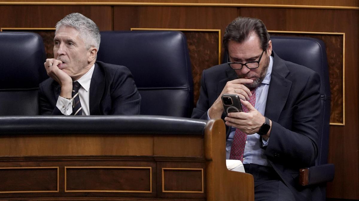 Óscar Puente y Grande-Marlaska. Comparecencia de Pedro Sánchez en el Congreso de los Diputados.