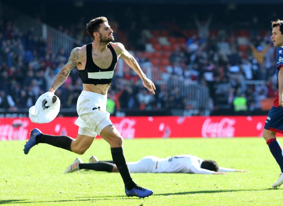 Valencia - Huesca, la celebración del gol de Picci