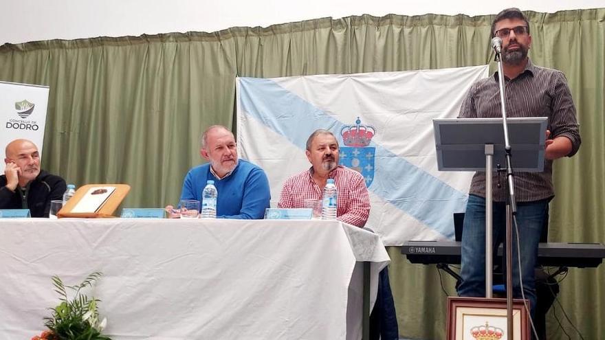 Antón Lopo, pola esquerda, con Xabier Castro, Ramón Abuín e Manuel López en Dodro