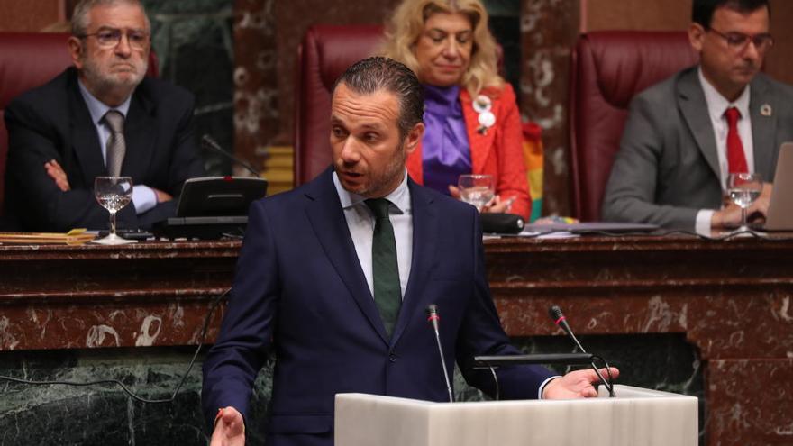 Joaquín Segado, este martes, en la Asamblea Regional.