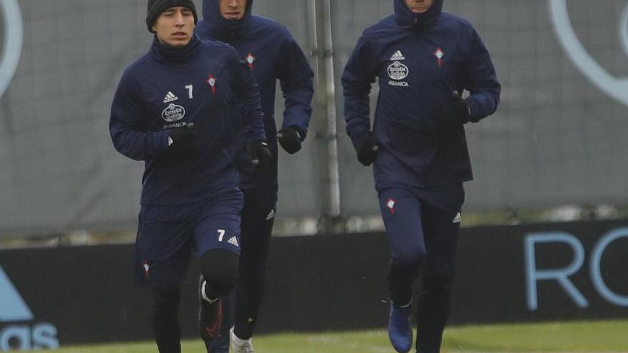 Emre Mor, en el entrenamiento en A Madroa. // R. Grobas