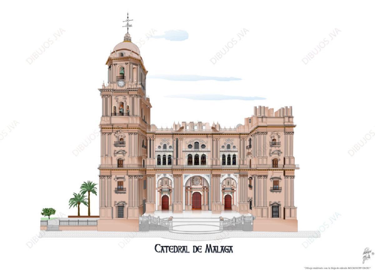 El lienzo de la Catedral de Málaga elaborado con Excel.