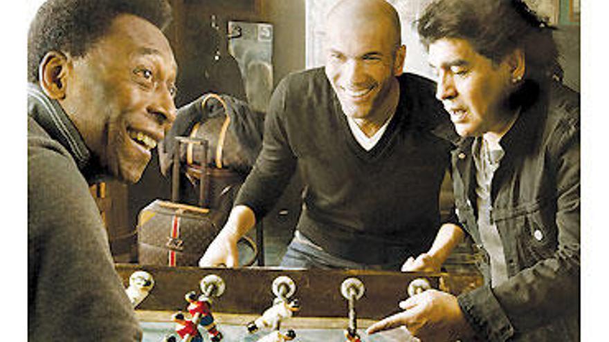 Pelé, Diego Armando Maradona y Zinedine Zidane