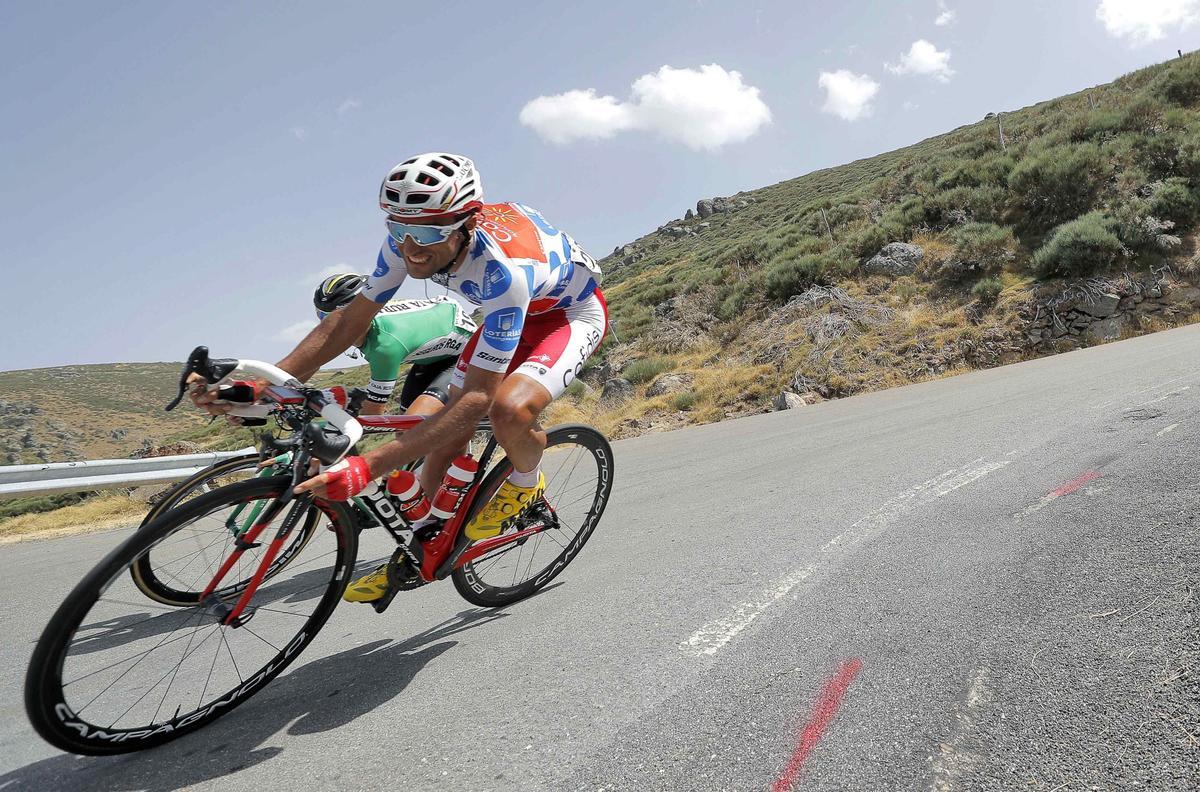 El malagueño Luis Ángel Maté, que lidera al Euskaltel Euskadi en la Ruta del Sol, en la Vuelta a España 2018.