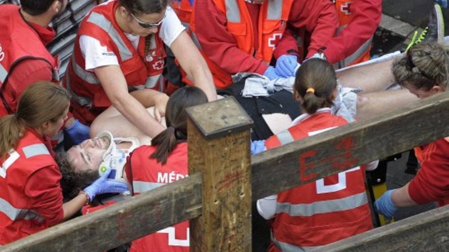 Así han sido las cornadas del último encierro de San Fermín 2014