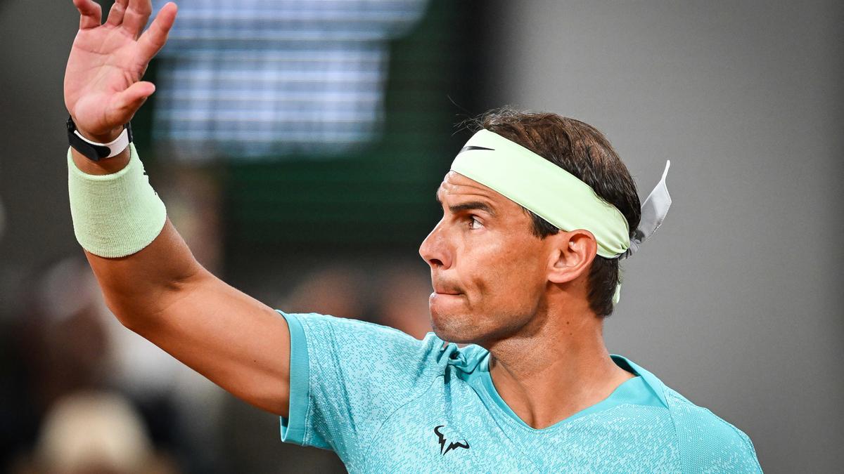 Rafa Nadal en su partido ante Zverev en Roland Garros 2024.