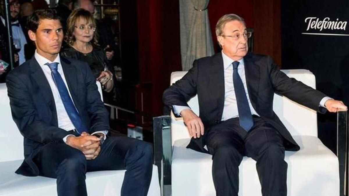 Rafa Nadal, junto a Florentino Pérez durante un acto.