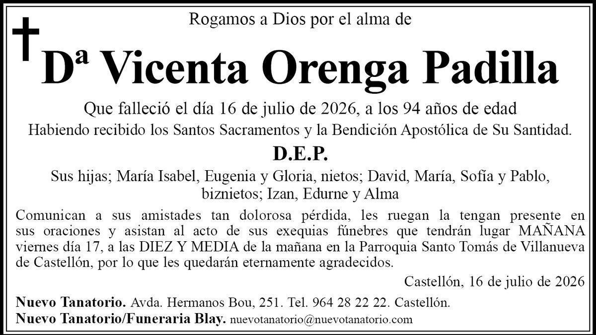 Dª Vicenta Orenga Padilla