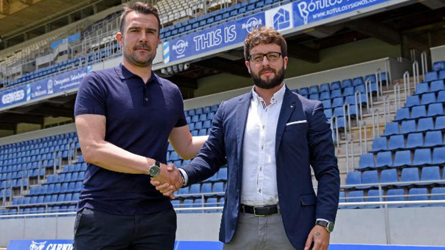 López Garai y Víctor Moreno, el día de la presentación del técnico.