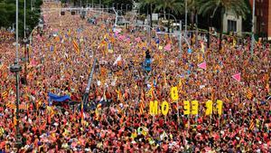 La Diagonal, a rebosar, en un momento de la celebración de la Diada.