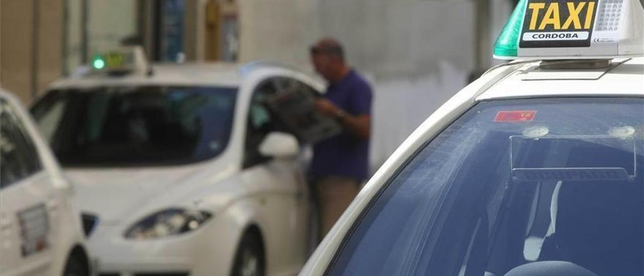 Taxistas esperan la llegada de clientes en una parada.