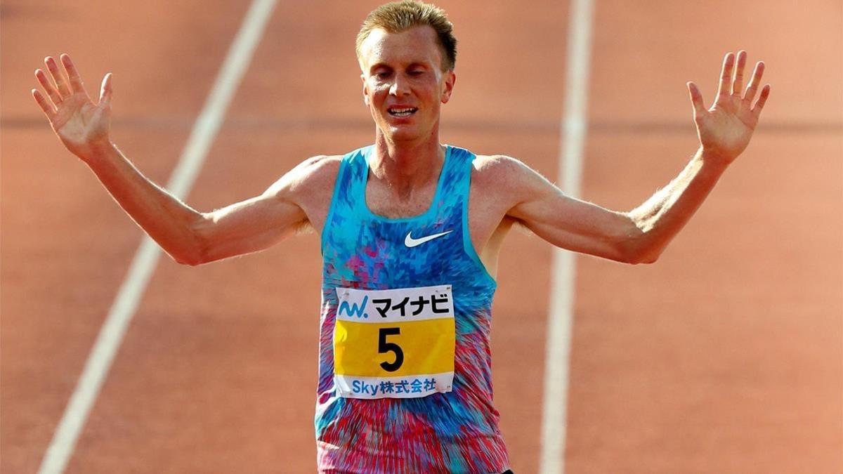 Sondre Moen, entrando vencedor en Fukuoka.