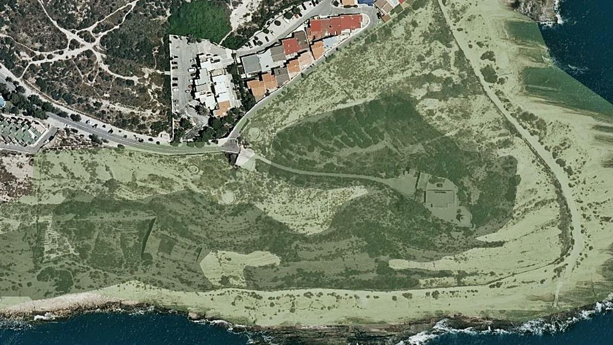 Detalle cartográfico del suelo donde se ubica el faro del Cabo de la Huerta. | INFORMACIÓN