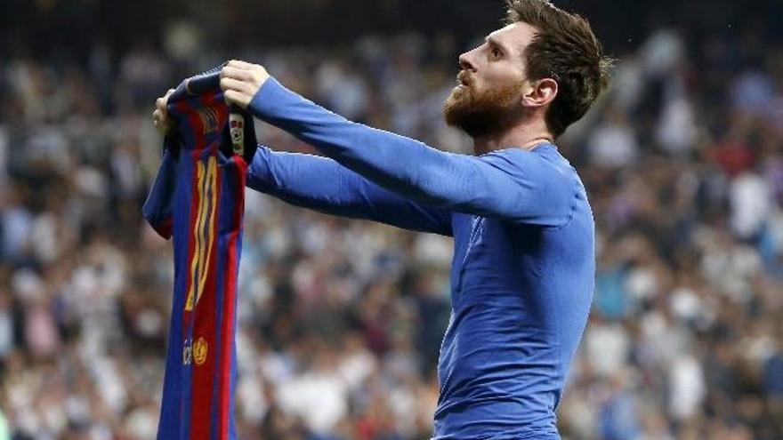 Messi celebra su tanto ante el Madrid, el pasado 23 de abril.