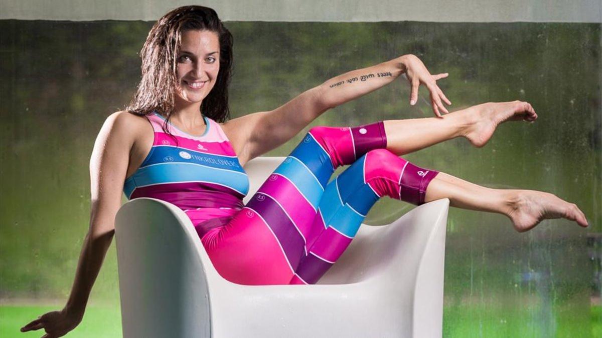 Andrea Fuentes, en la presentación del bañador que ha ideado para entrenar sincro