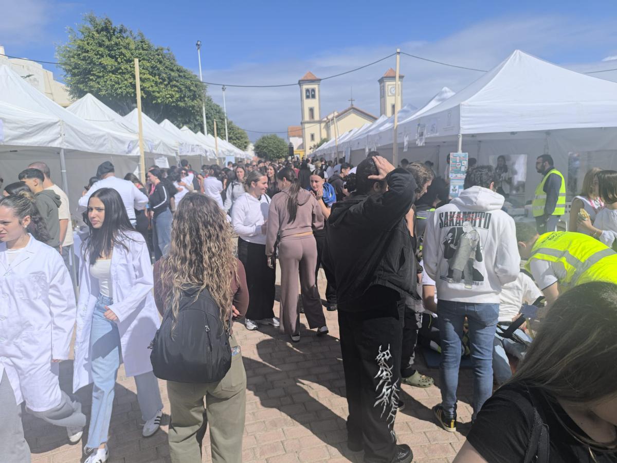 La asistencia a esta edición de la Muestra de Profesiones celebrada en la Plaza de La Atalaya de Guía fue masiva.