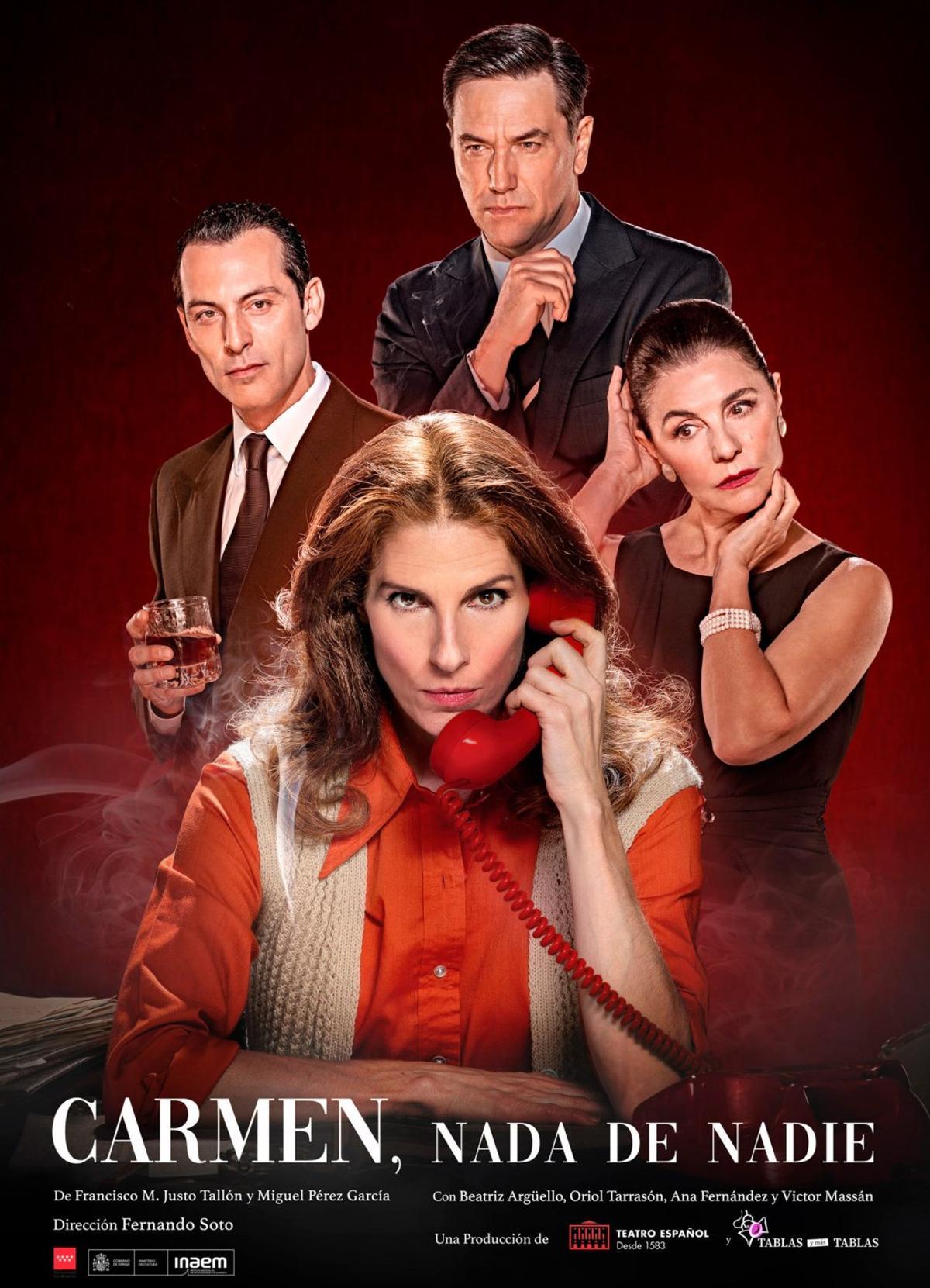 Cartel de la obra de teatro "Carmen, nada de nadie", que se representará en Xàtiva.