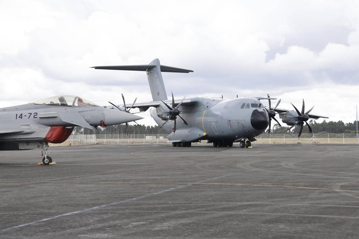 Un Airbus A400M en el Aeródromo Militar de Santiago