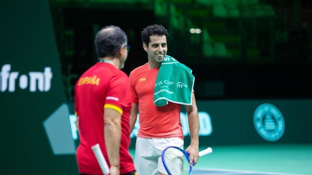 Jaume Munar, durante un entrenamiento en Bolonia.