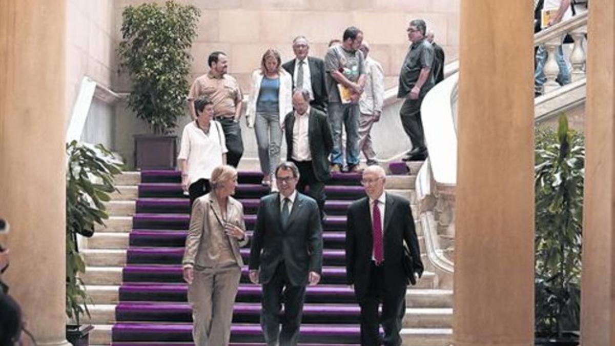 Mas, De Gispert, Rigol y otros miembros del Pacte pel Dret a Decidir.