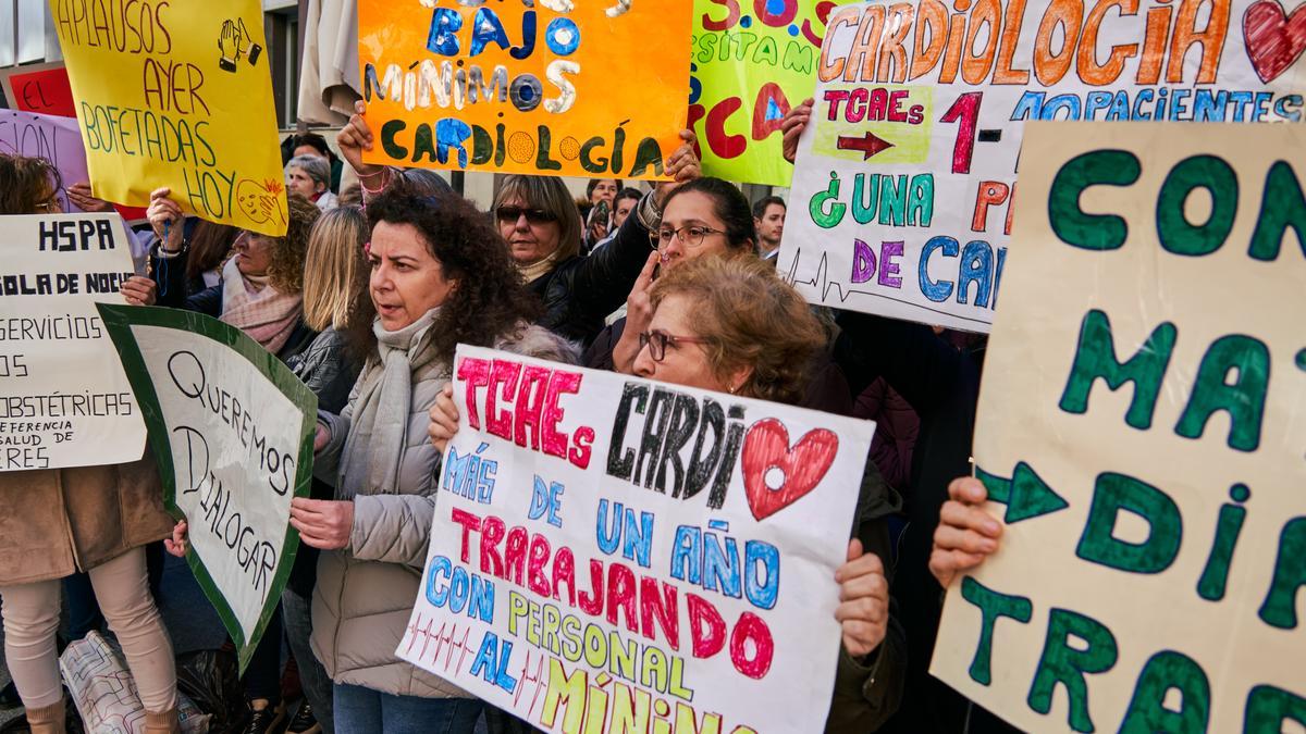 Imagen de archivo de una protesta sanitaria en Cáceres.