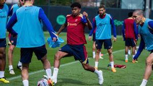 Lamine Yamal, durante un entrenamiento