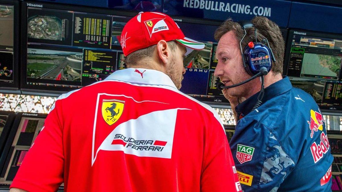 Vettel, con Horner. Ambos mantienen una buena relación