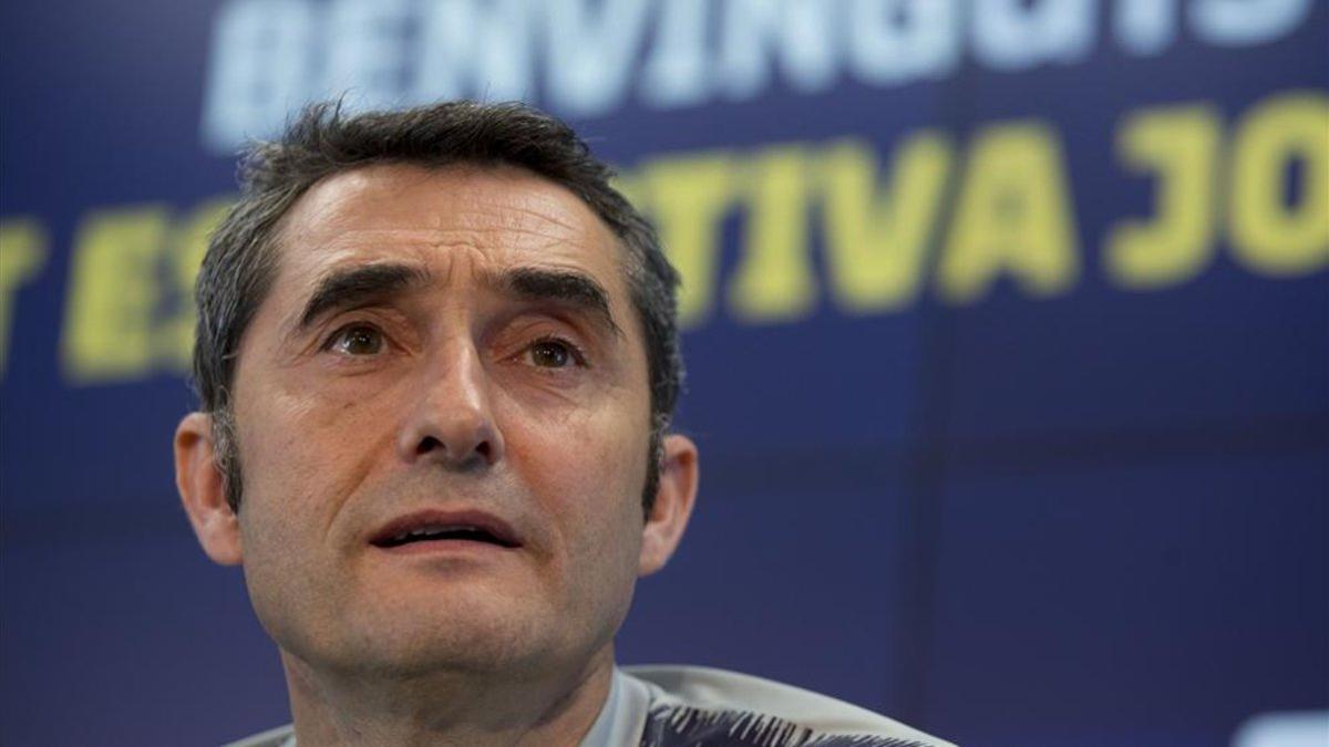 Valverde, en la sala de prensa de la Ciutat Esportiva