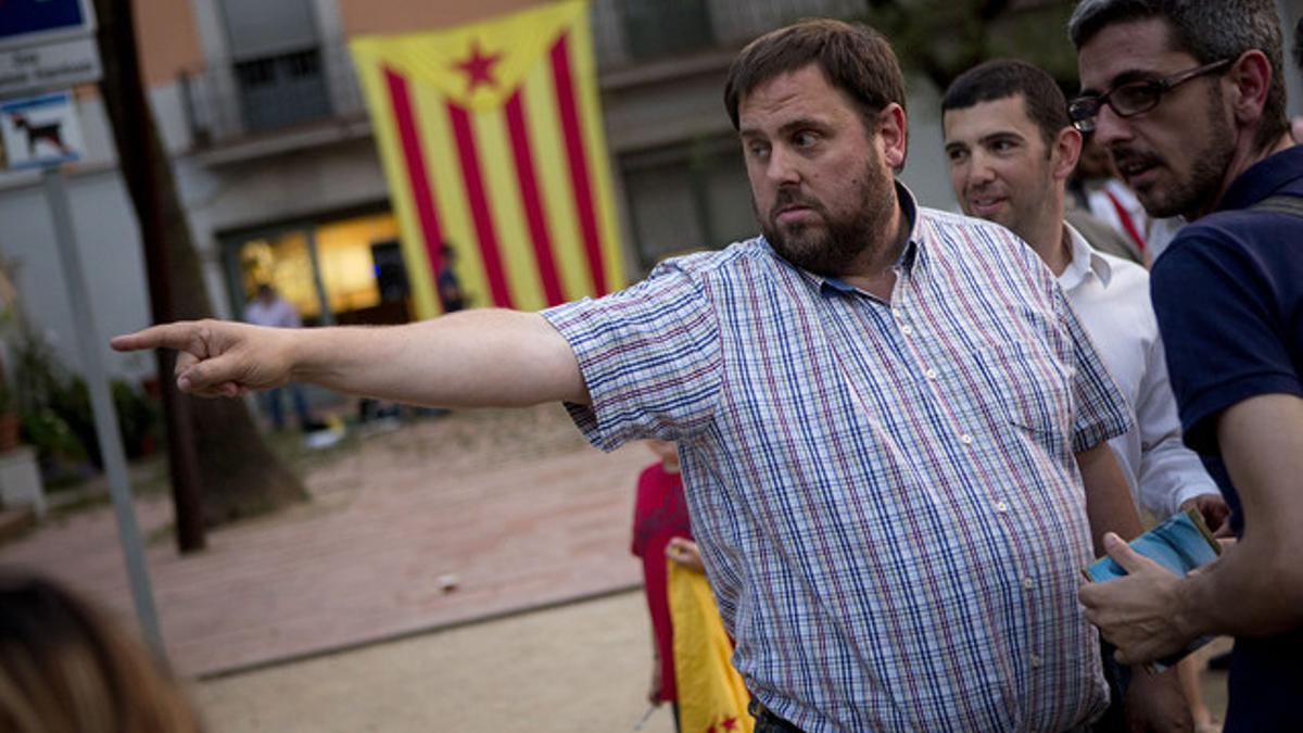 Oriol Junqueras, durante un acto político en Sant Boi de Llobregat, en junio pasado.