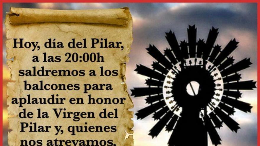 Unión Peñista de Zaragoza propone aplaudir a la Virgen del Pilar desde los balcones