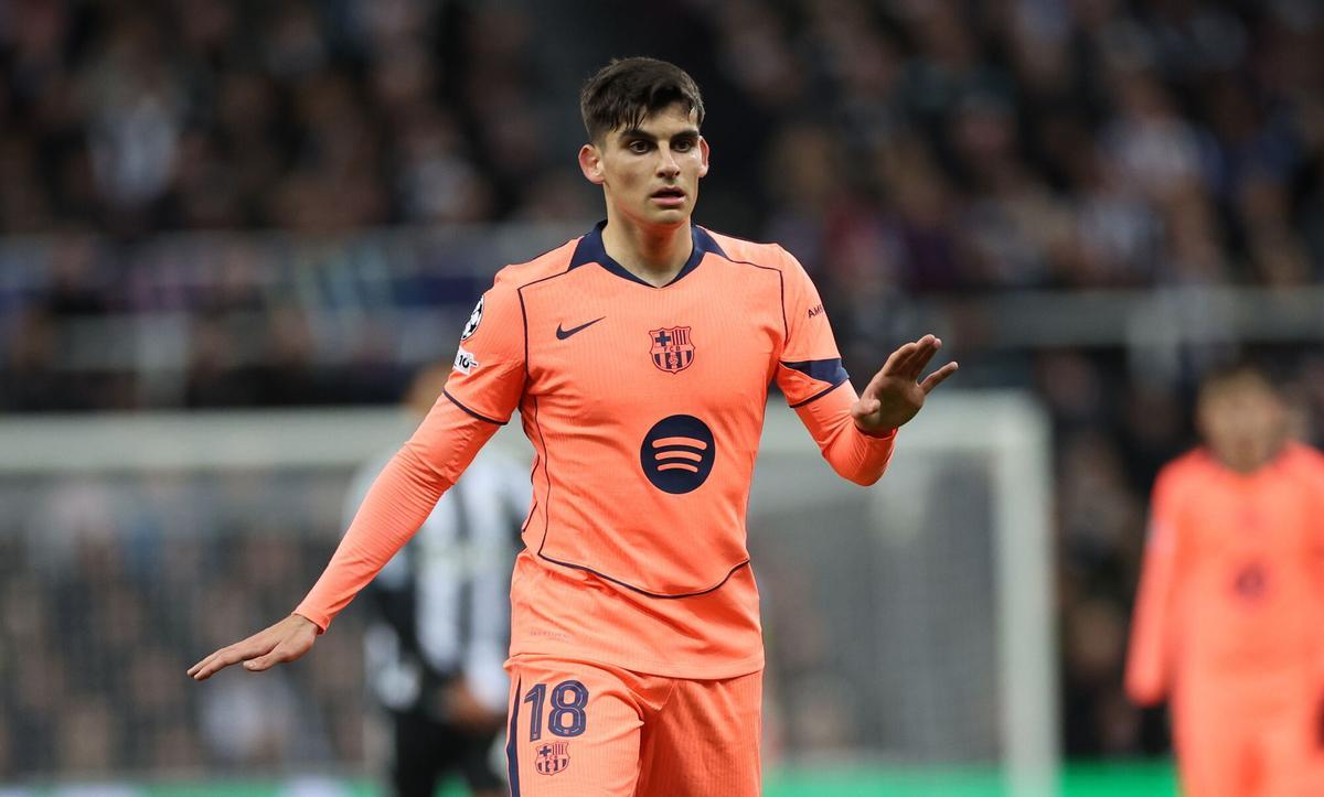 Gerard Martín durante el partido ante el Newcastle