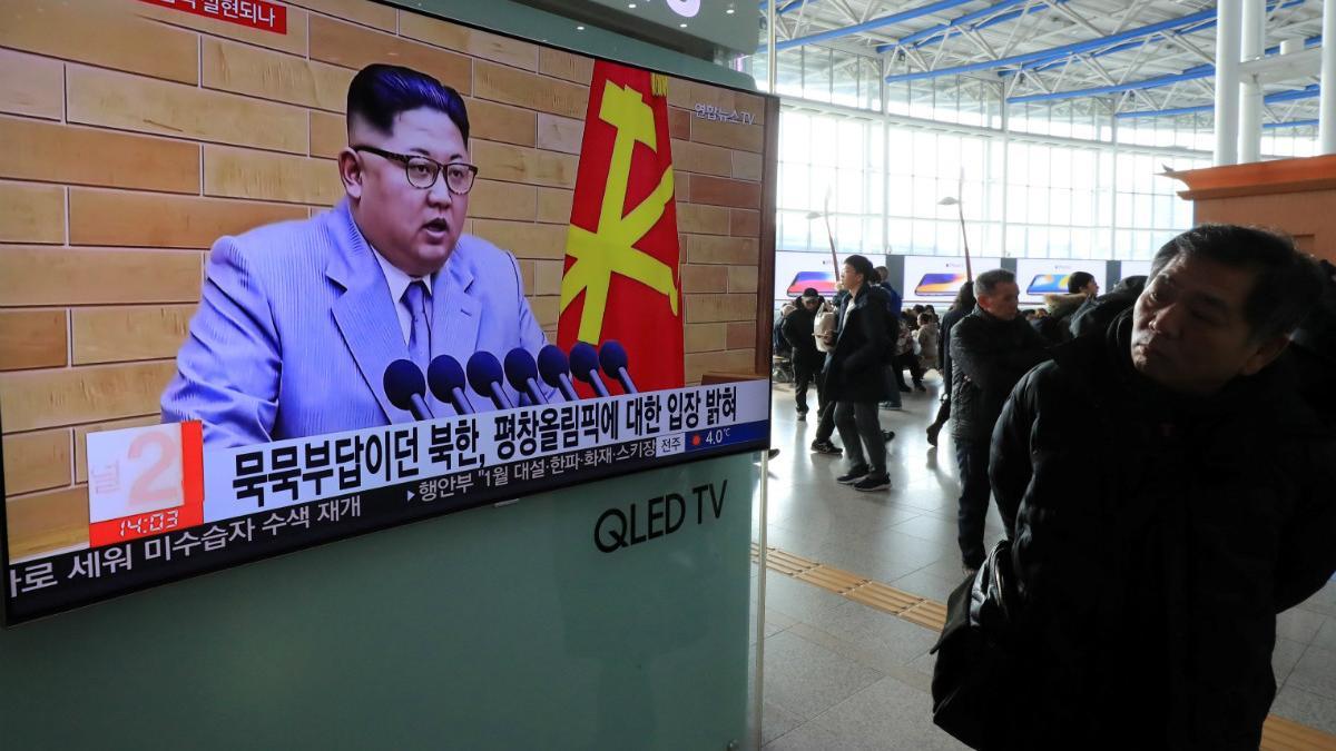 El líder norcoreano, Kim Jong-un, durante el discurso de bienvenida del 2018.