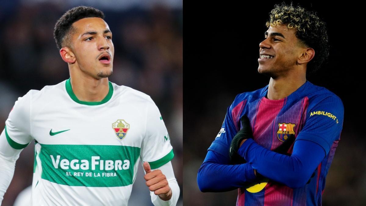 A la izquierda Álvaro Rodríguez y a la derecha Lamine Yamal.