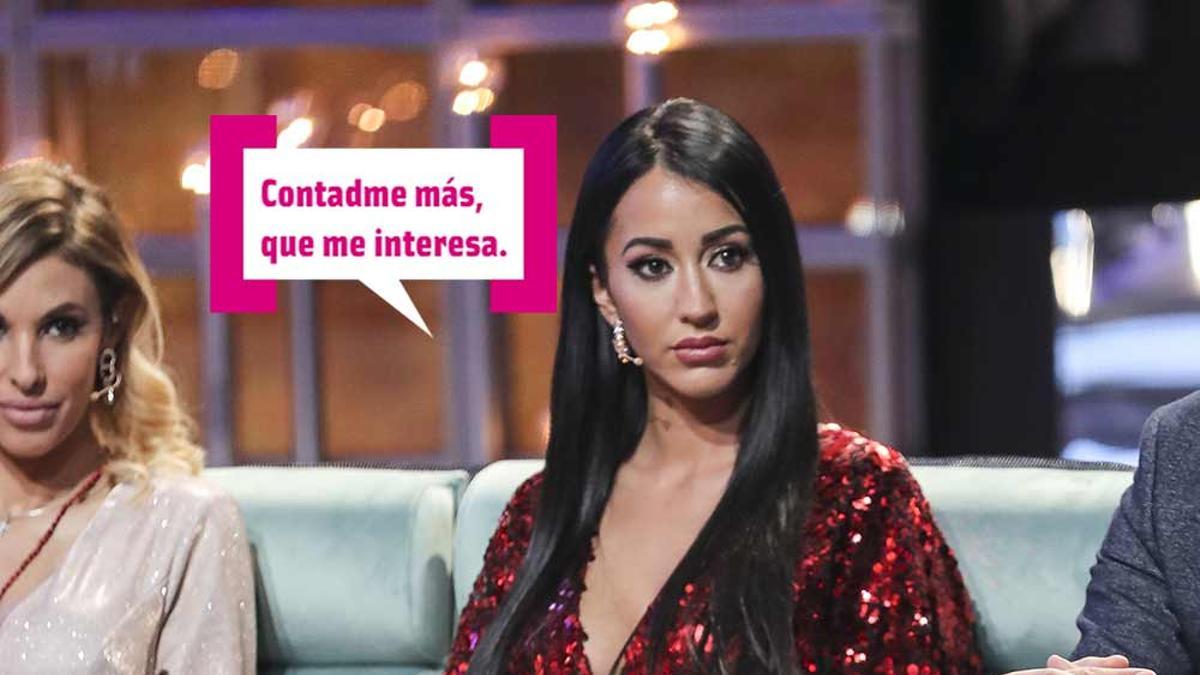 Aurah Ruiz en el plató de Gran Hermano con bocadillo Cuore