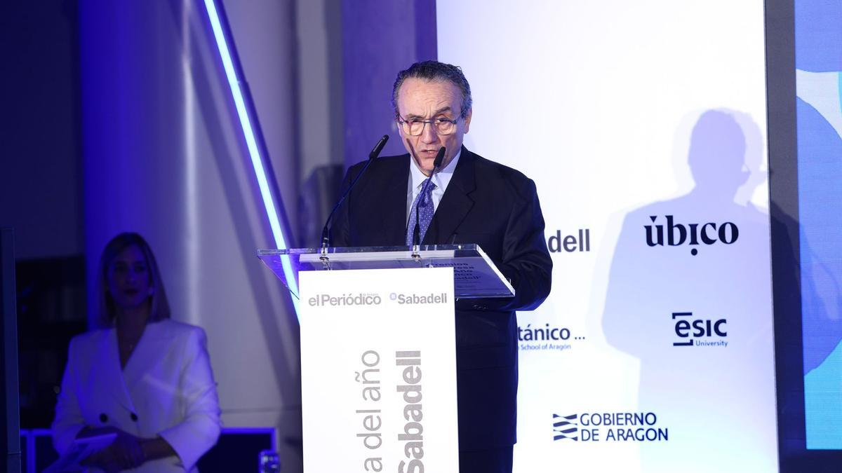El presidente del Grupo Prensa Ibérica, Javier Moll, durante los Premios Empresa del año Banco Sabadell.