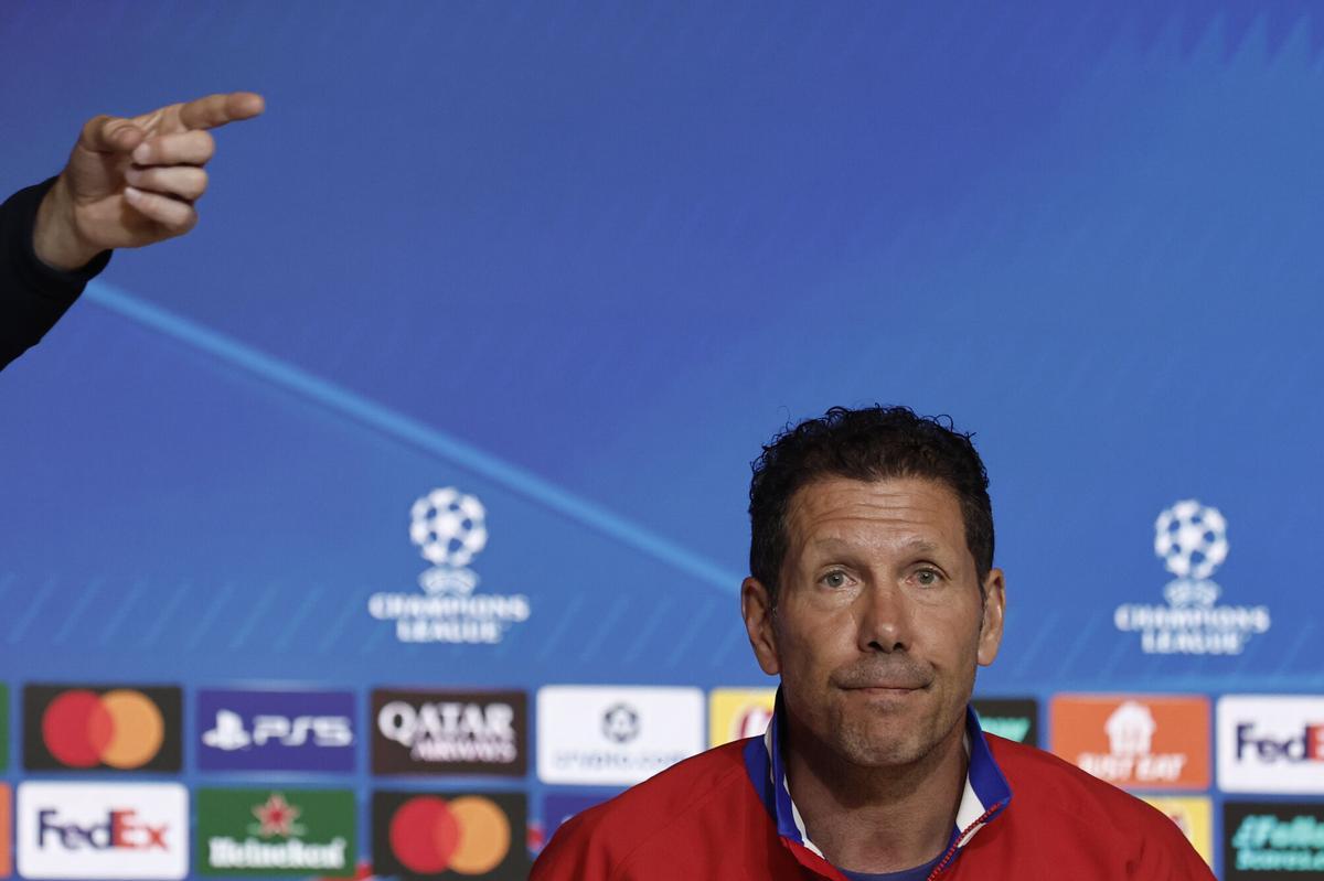Simeone, durante la rueda de prensa previa al Atlético-Arsenal.