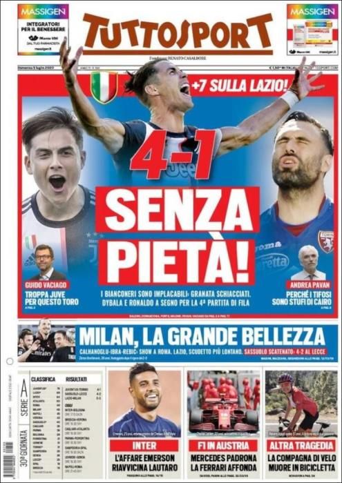 Portada TUTTOSPORT domingo 5 julio 2020